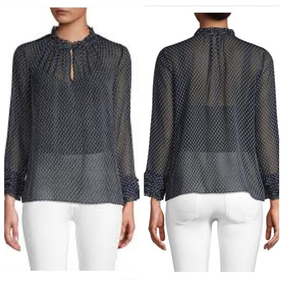 Rebecca Taylor Tops - 🩷Final Price🩷REBECCA TAYLOR  Crinkle Chiffon Semi Sheer Dark Navy Blouse  Sz 6